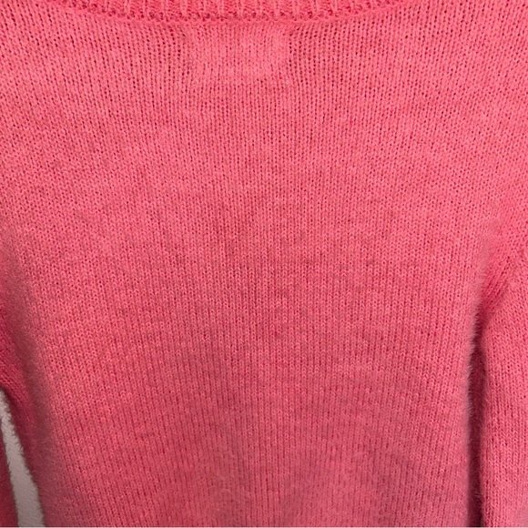 Urban Outfitters Crop Fuzzy Sweater Pink M Medium Crewneck - Picture 7 of 7